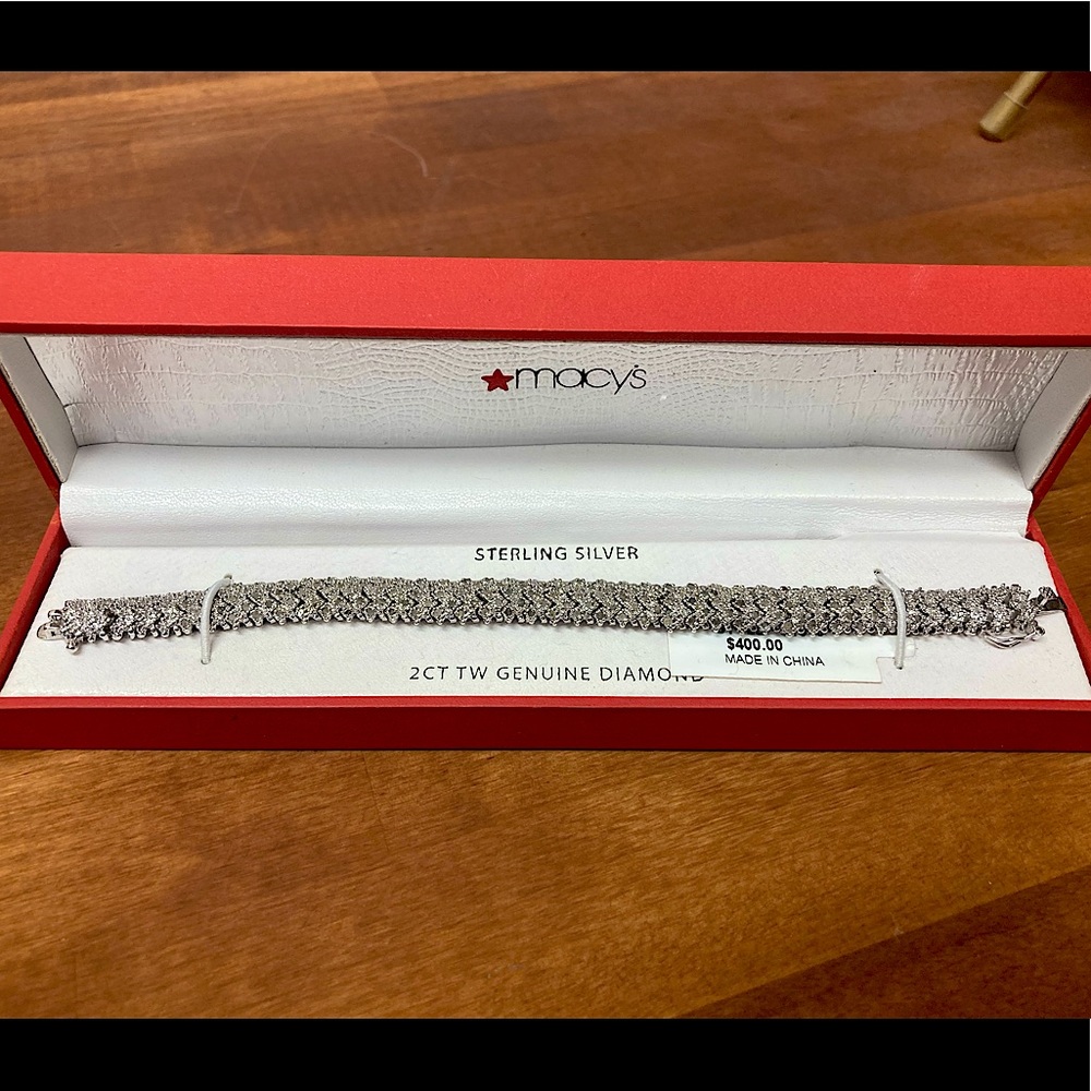 Sterling Silver Bracelet; 2ct Genuine Diamond